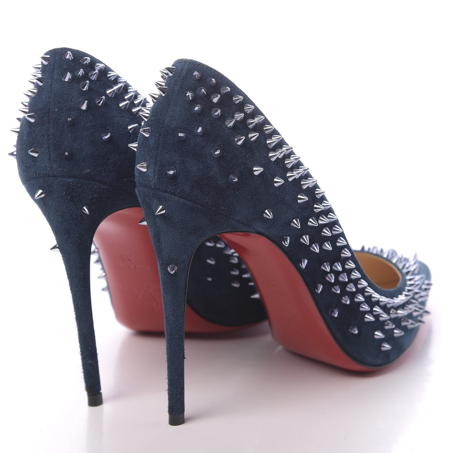 Veau Velours Studded Escarpic 100 Pumps 38 Quartz Petrol