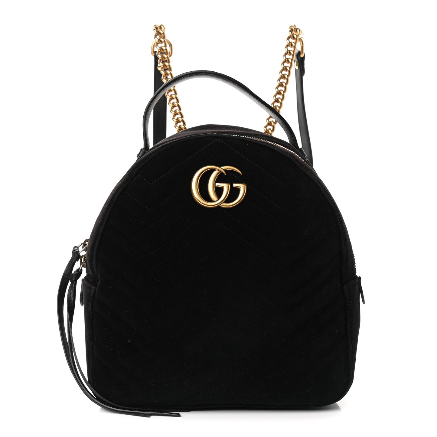 Velvet Matelasse GG Marmont Dome Backpack Black