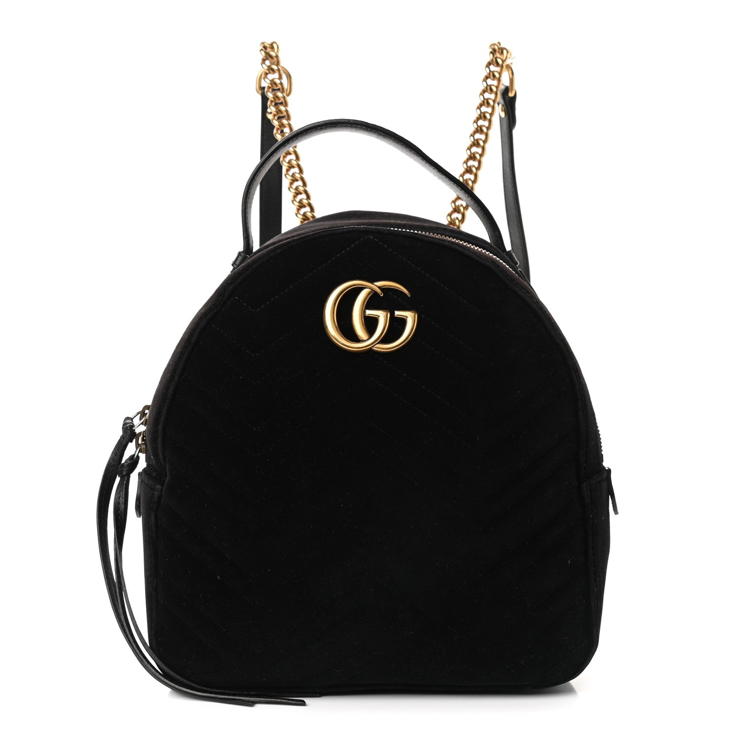 Gucci Velvet Matelasse GG Marmont Dome Backpack Black 1 of 16