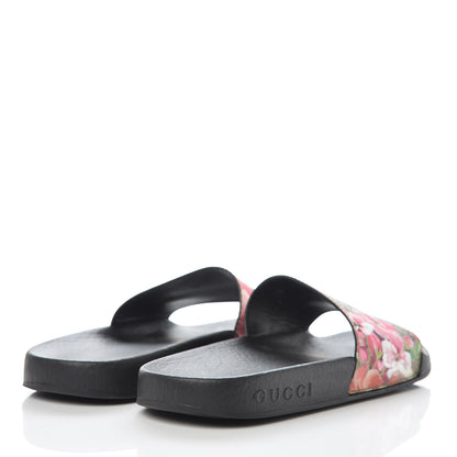 Gucci GG Supreme Monogram Blooms Slide Sandals 34 Beige Multicolor 4 of 11