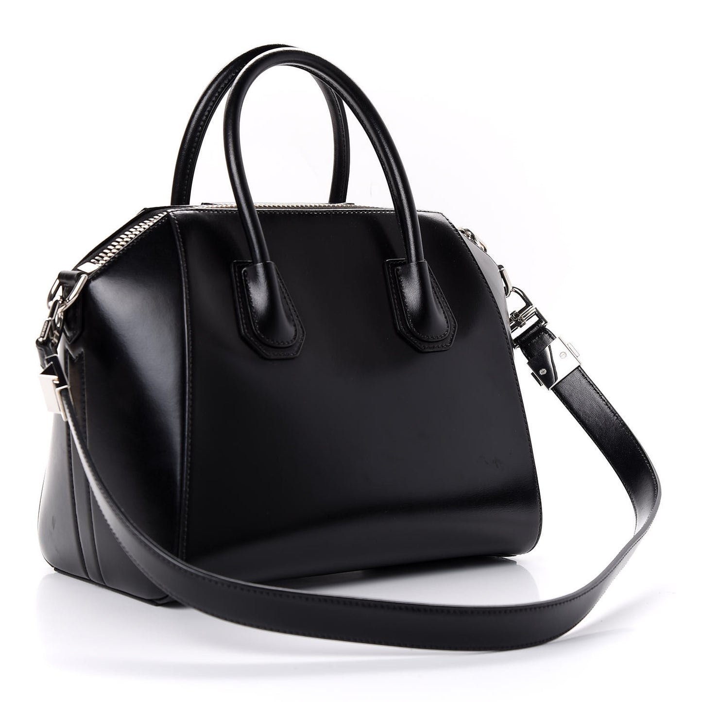 Shiny Lord Calfskin Small Antigona Black