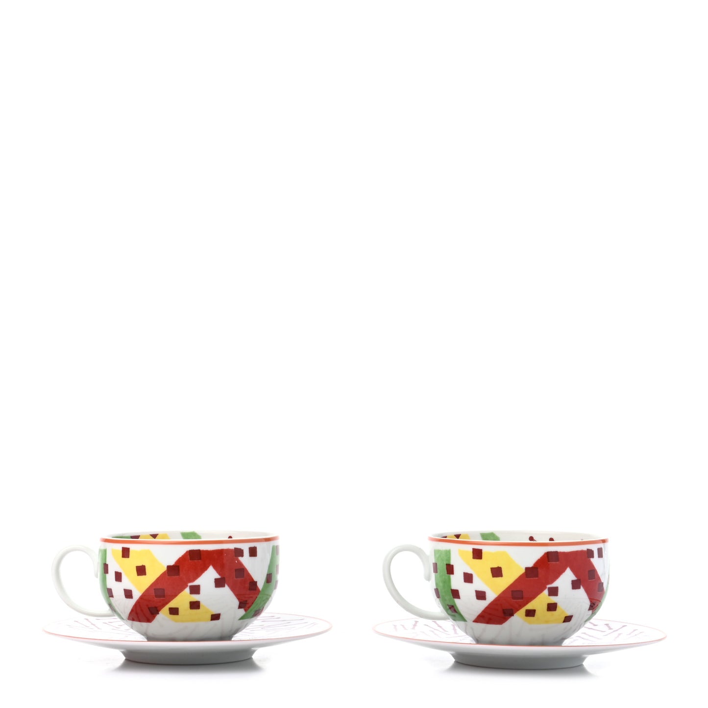 Porcelain Hippomobile Tea Cup and Saucer Set of 2