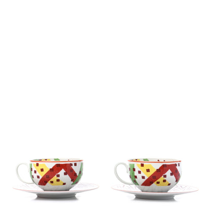 Hermes Porcelain Hippomobile Tea Cup and Saucer Set of 2 1 of 8