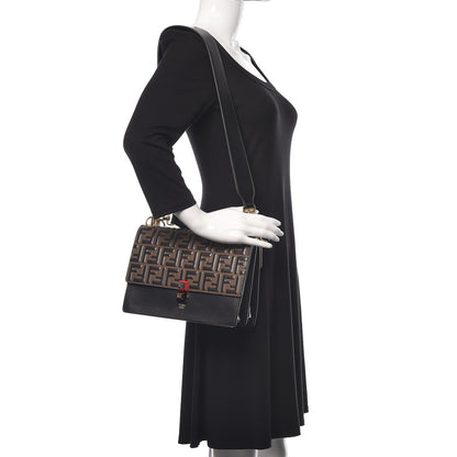 Fendi Vitello Liberty Bi-Color FF 1974 Embossed Kan I Shoulder Bag Black Maya 2 of 10