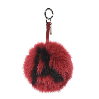 Fendi Fox Fur Shiny Nappa Bi-Color A ABCharm Bag Charm Rosso Chiaro Moro Strawberry 1 of 3