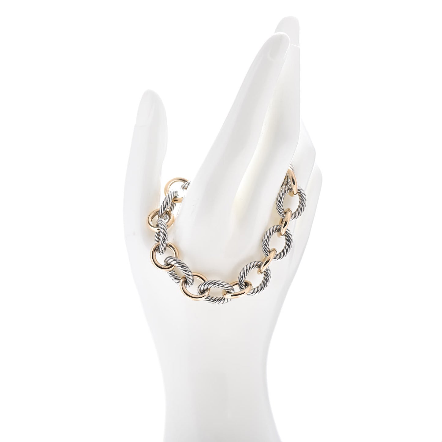 Sterling Silver 18K Yellow Gold 12mm Large Oval Link Bracelet