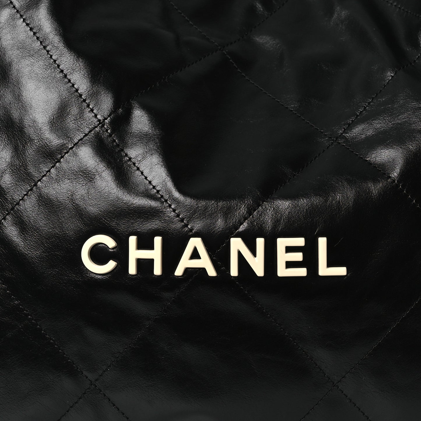 Shiny Calfskin Quilted Chanel 22 Black White