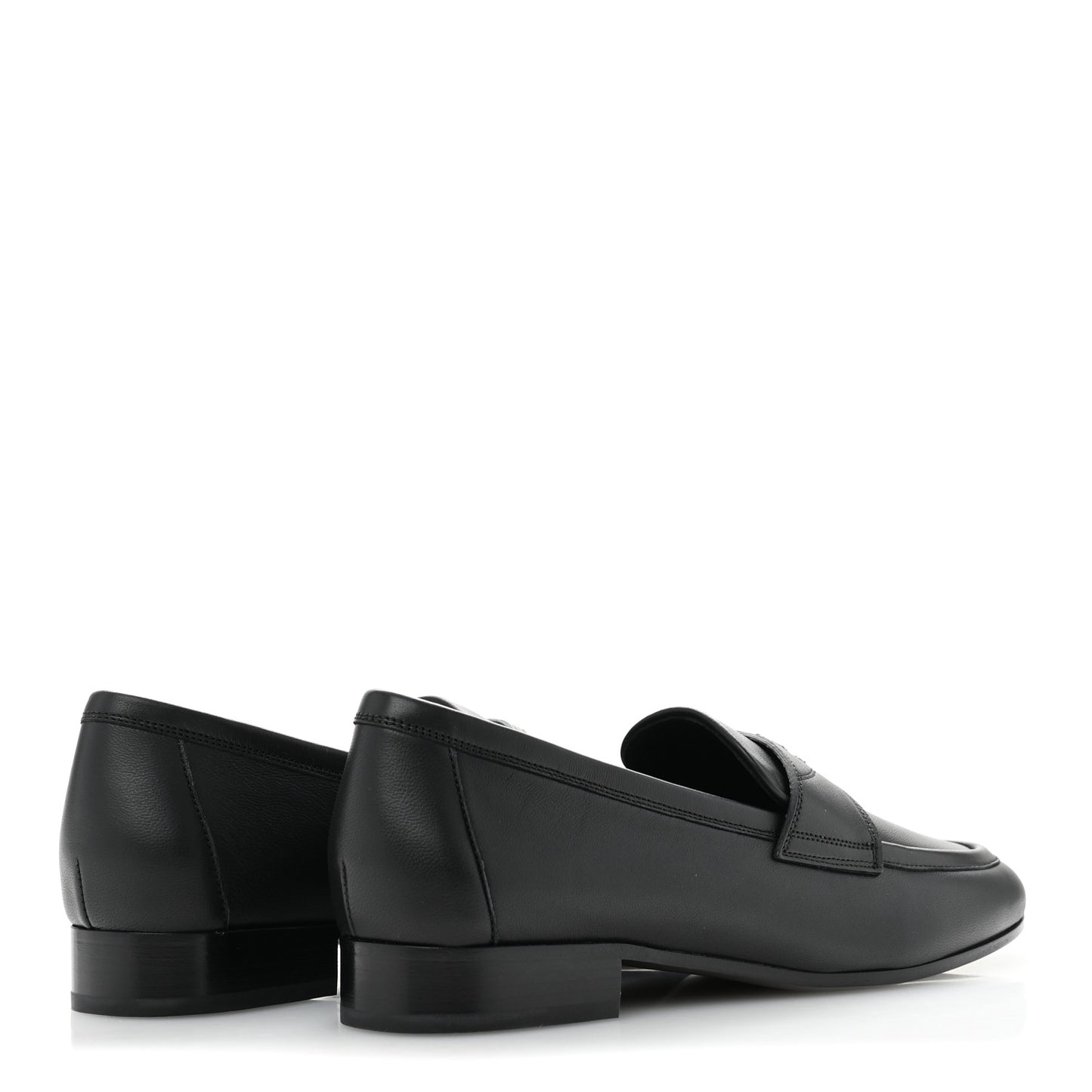 Calfskin Womens Stitched CC Loafers 37 Black