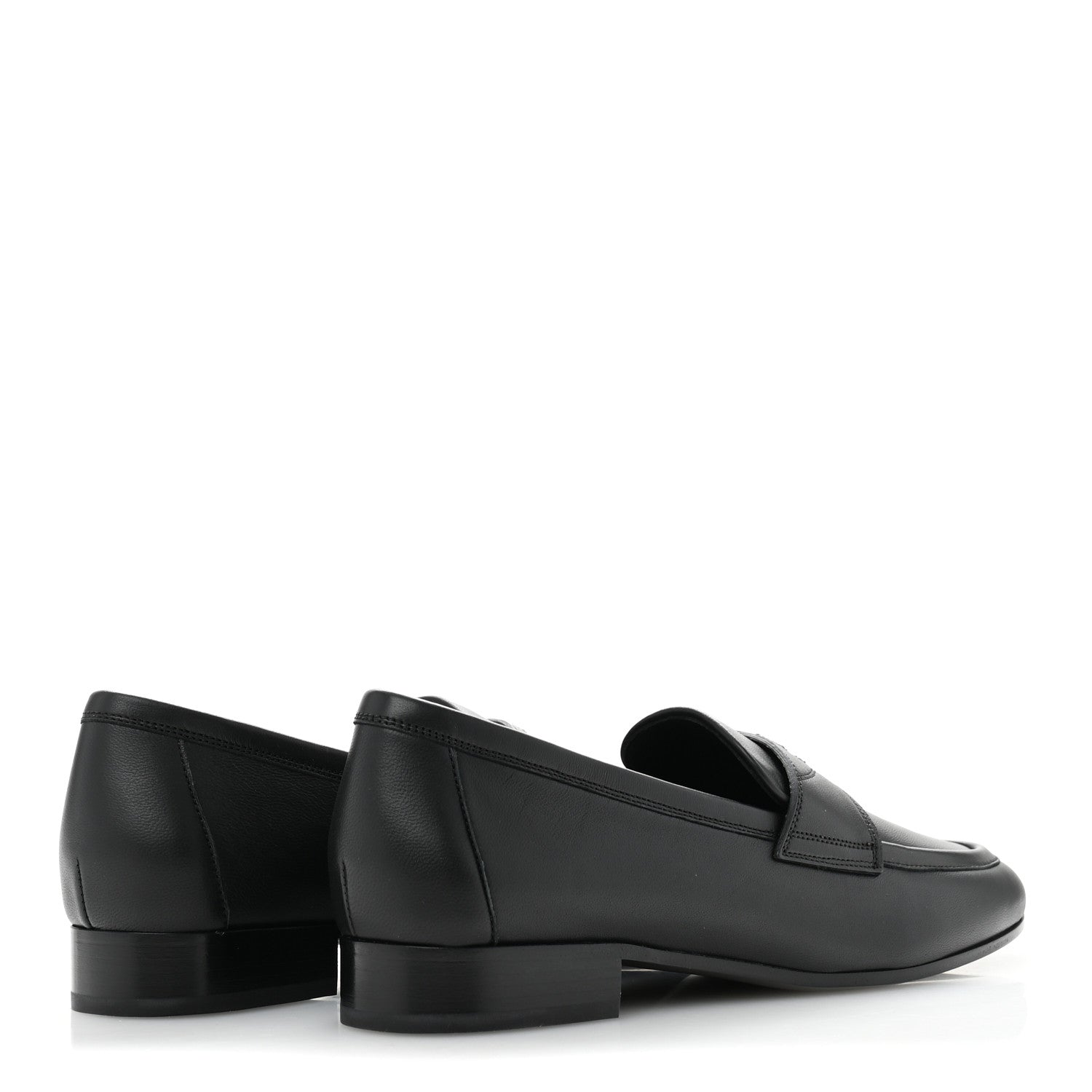 Chanel Calfskin Womens Stitched CC Loafers 37 Black 5 of 9