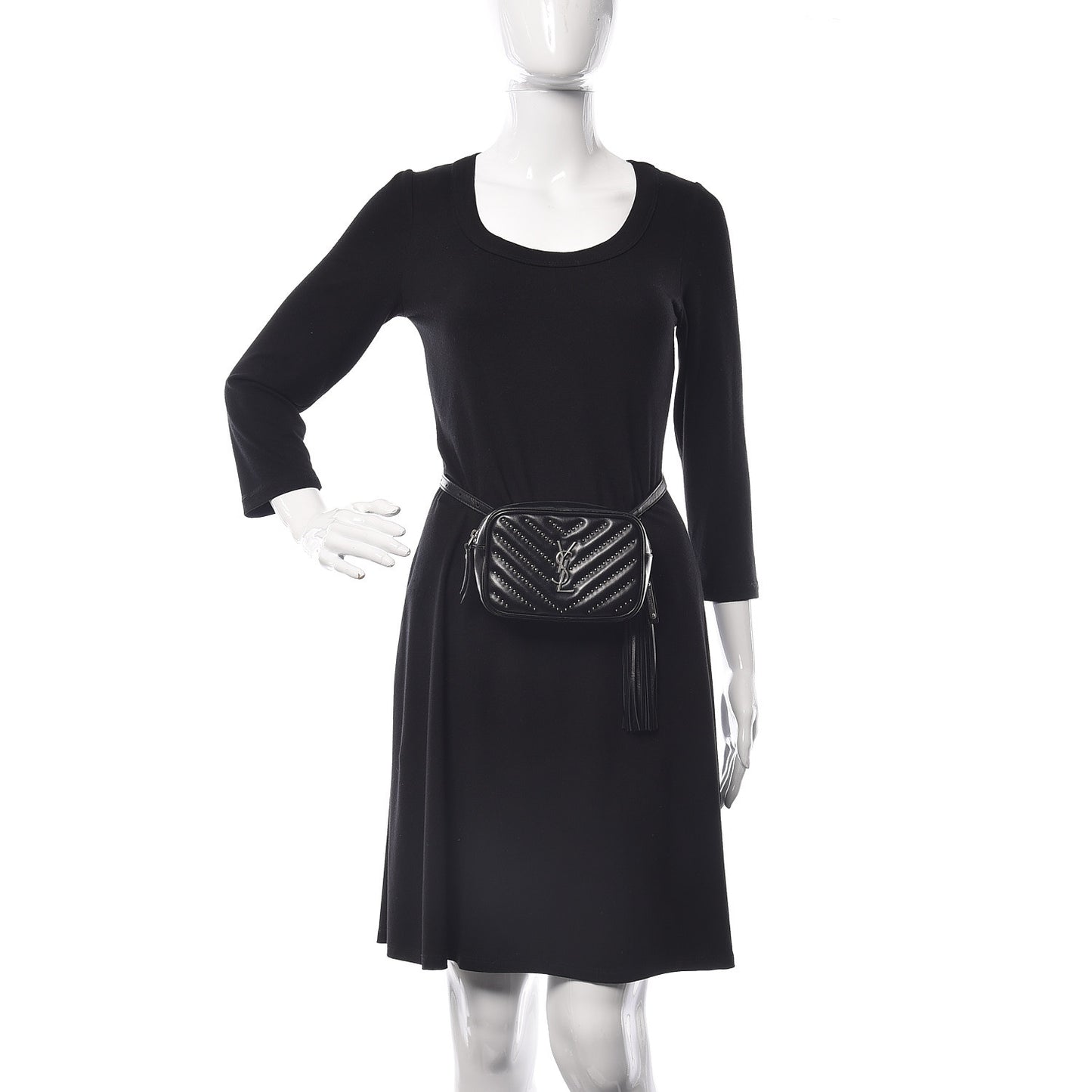 Calfskin Matelasse Studded Monogram Lou Belt Bag Black