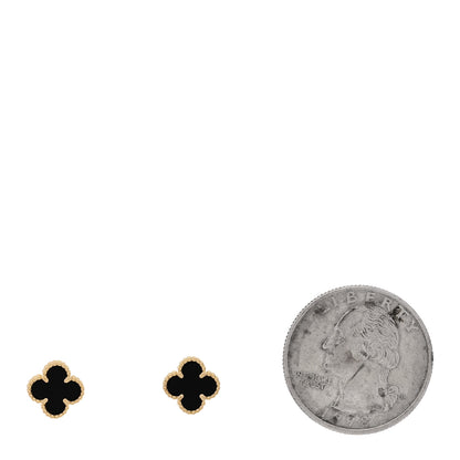 Van Cleef & Arpels 18K Yellow Gold Black Onyx Sweet Alhambra Earrings 2 of 5