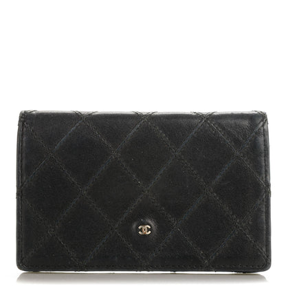 Chanel Calfskin Diamond Stitched Card Holder Wallet Black 1 of 7