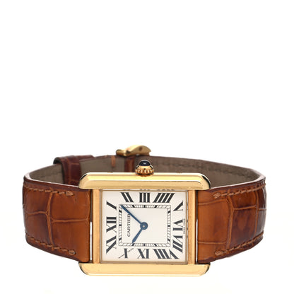 Cartier Stainless Steel 18K Yellow Gold Alligator 24mm Tank Solo Quartz Watch Brown 2 of 4
