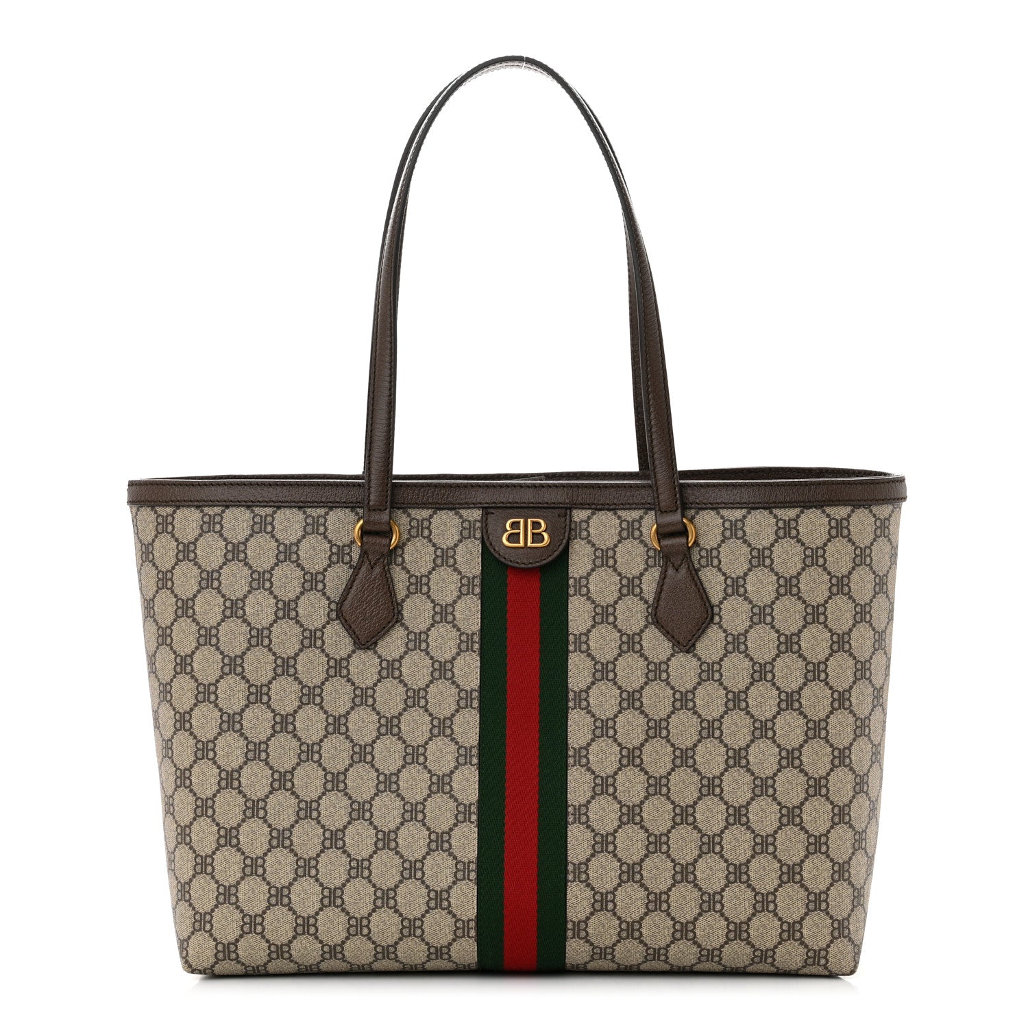 Gucci X BALENCIAGA BB Supreme Monogram Web Medium Ophidia Shopping Tote Beige New Acero 2 of 11