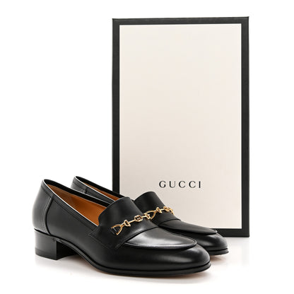 Gucci Jakarta Calfskin Womens Interlocking G Horsebit Loafers 35 Black 13 of 13