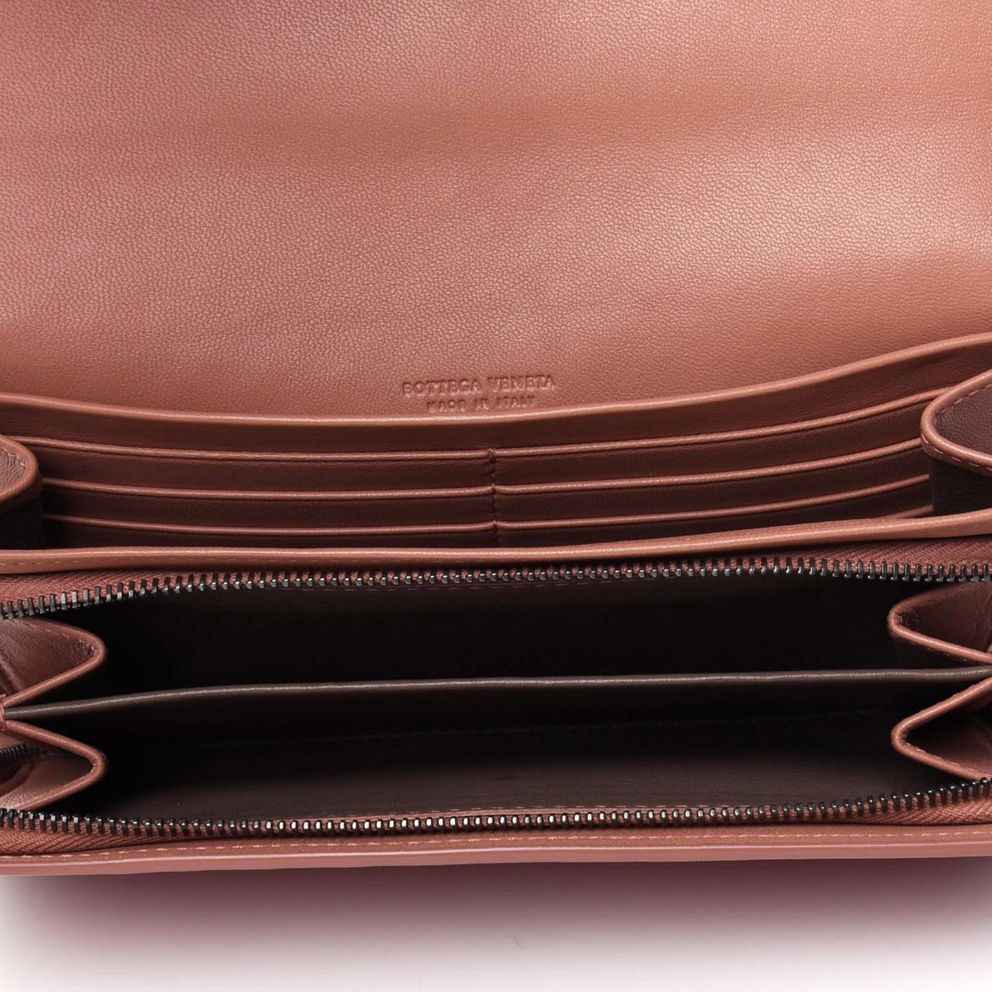 Nappa Intrecciato Continental Flap Wallet Dusty Rose Pompei