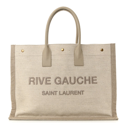 Saint Laurent Linen Calfskin Rive Gauche Tote Beige Sea Salt 1 of 9