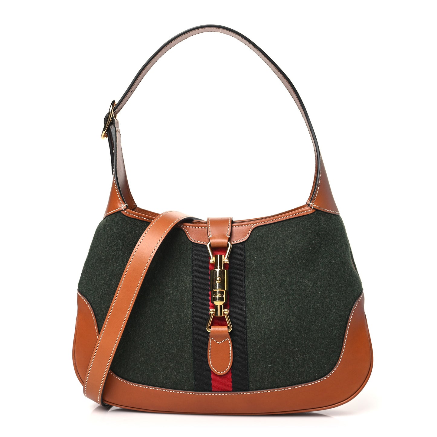 Loden Fabric Cuoio Harness Web Small Jackie 1961 Hobo Underwood Harness Brown