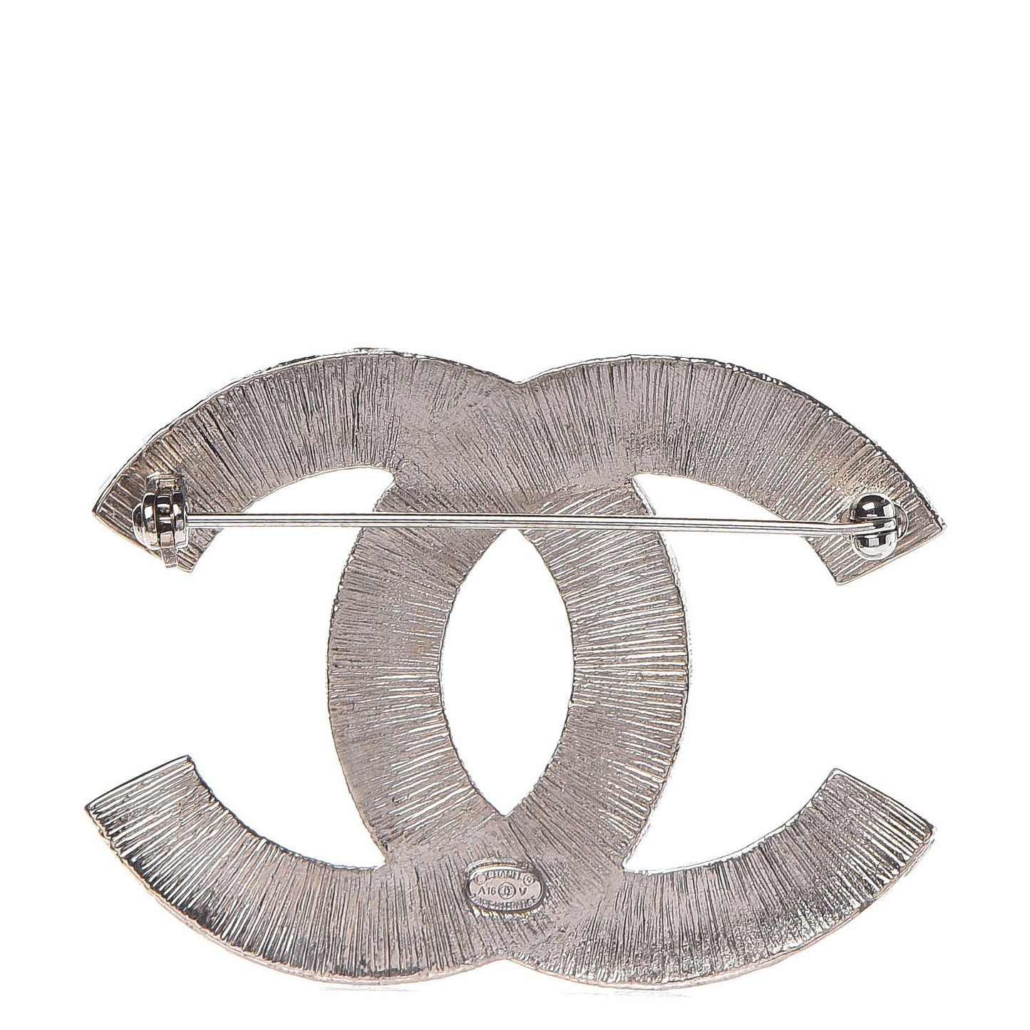Baguette Crystal CC Brooch Silver