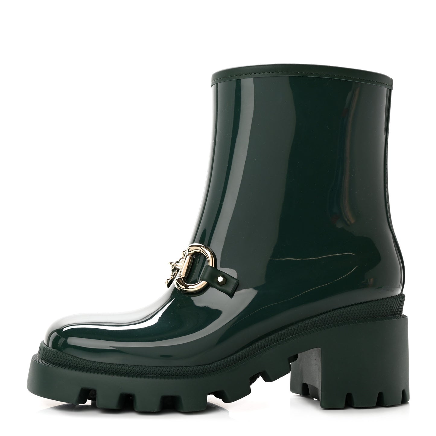 Rubber Womens Horsebit Ankle Boots 36 Vintage Green