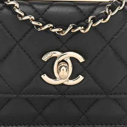 Chanel Lambskin Quilted Trendy CC Card Holder On Chain Black 9 of 11