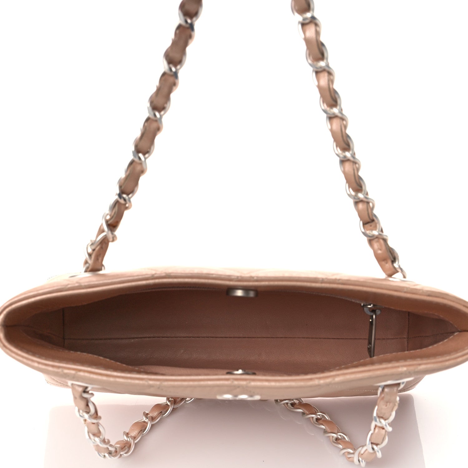 Chanel Iridescent Lambskin Quilted Pochette Beige Clair 4 of 10