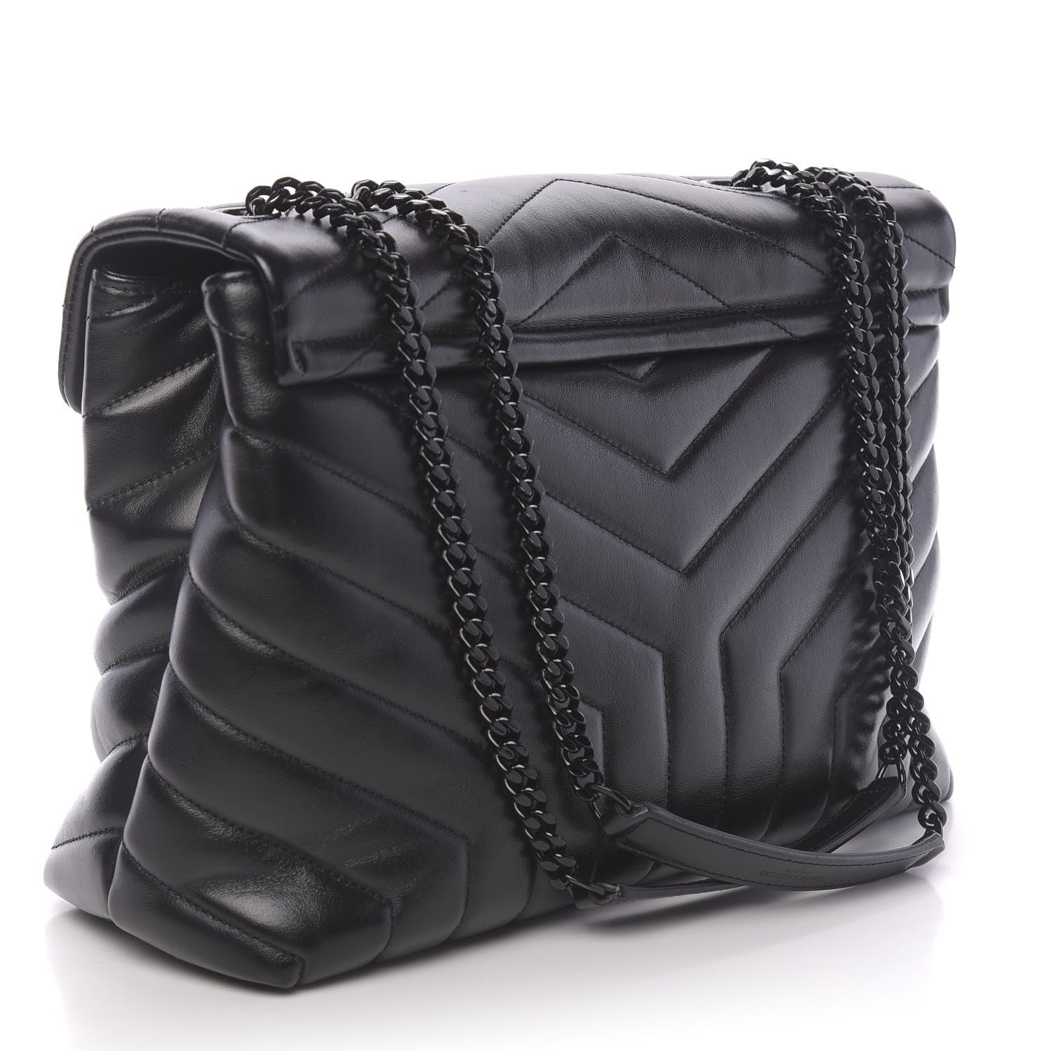 Saint Laurent Calfskin Y Quilted Monogram Medium Loulou Chain Satchel Black 3 of 11