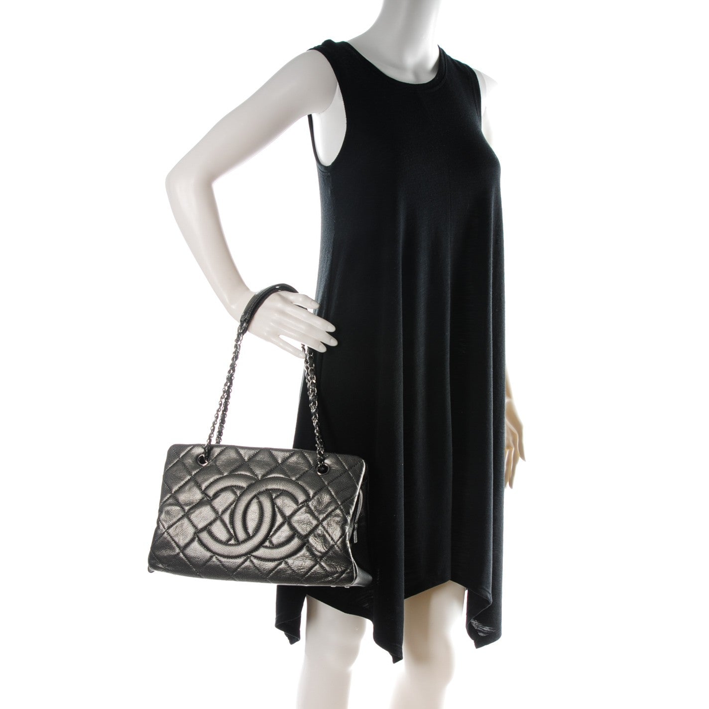 Chanel Caviar Quilted Timeless CC Tote Dark Silver 2 of 7