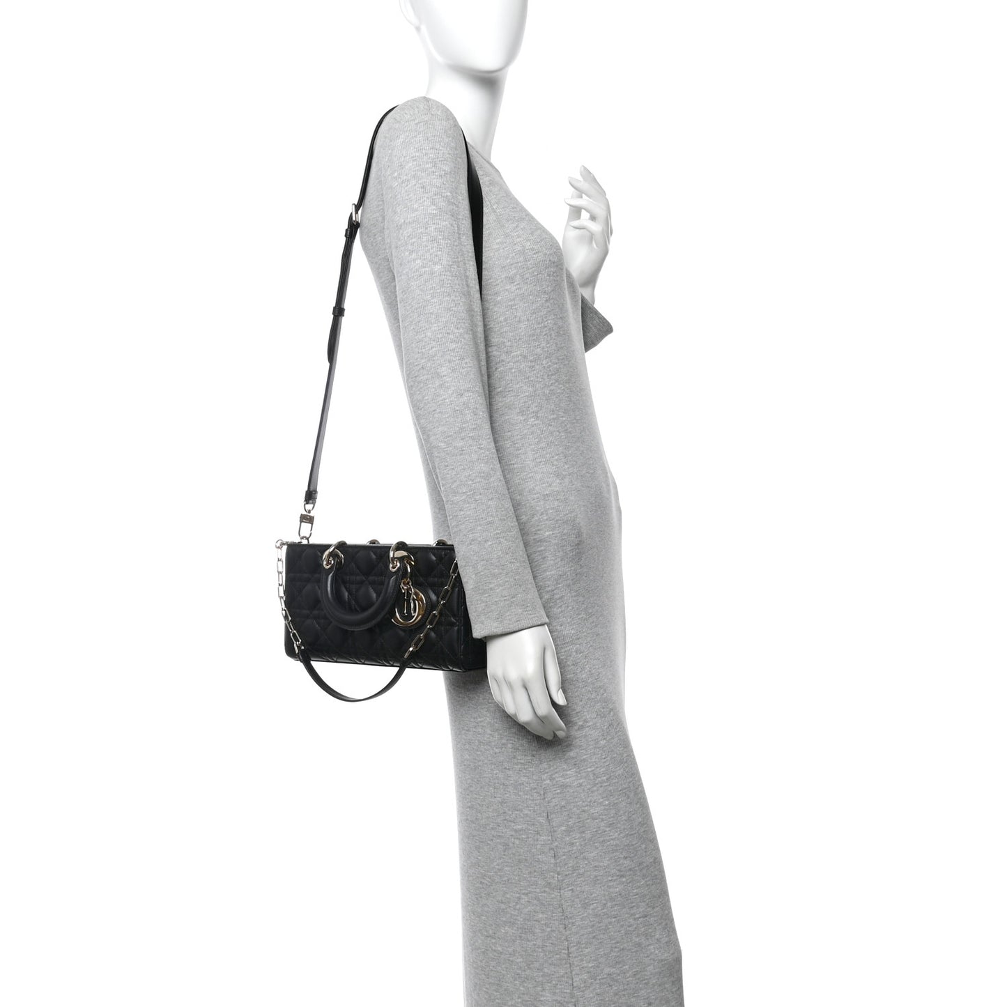 Lambskin Cannage Medium Lady D-Joy Black