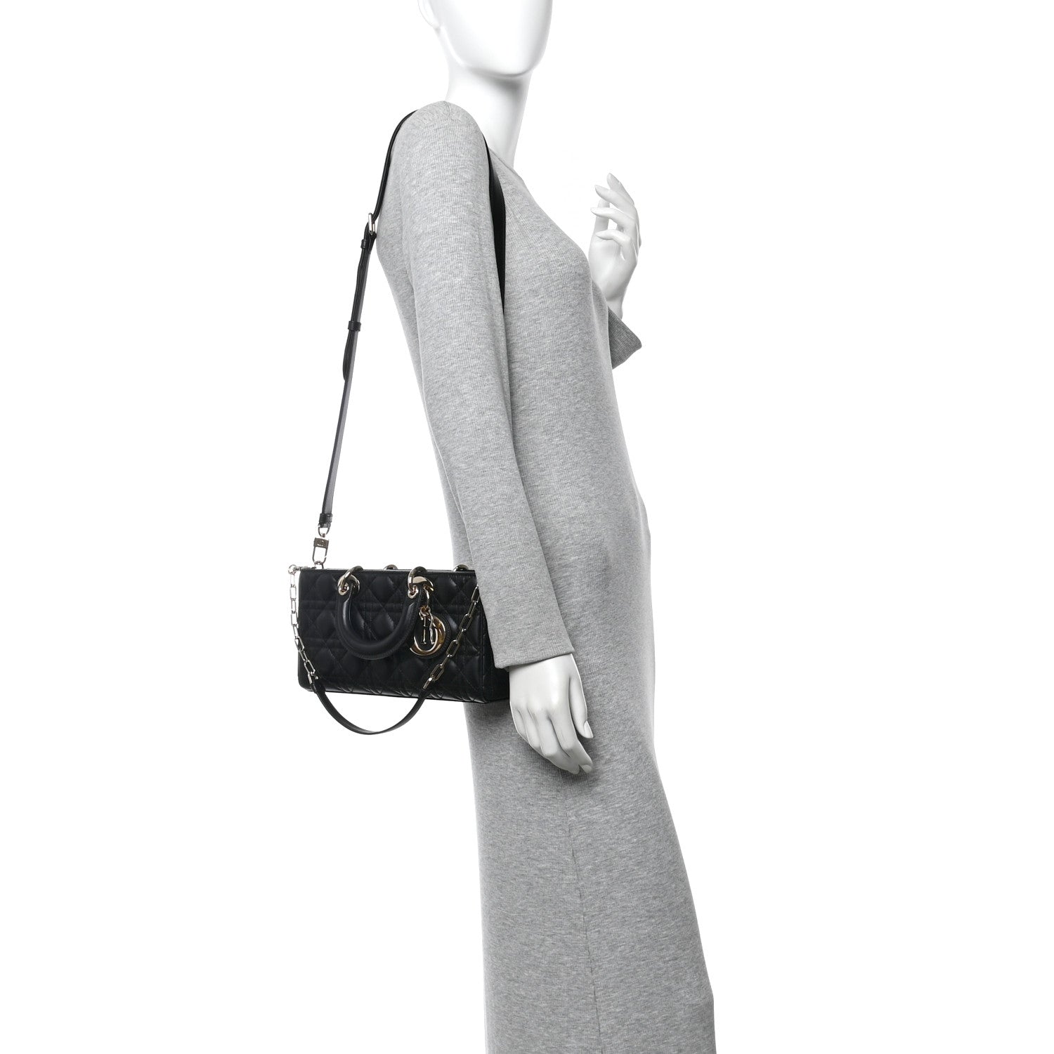 Christian Dior Lambskin Cannage Medium Lady D-Joy Black 2 of 9