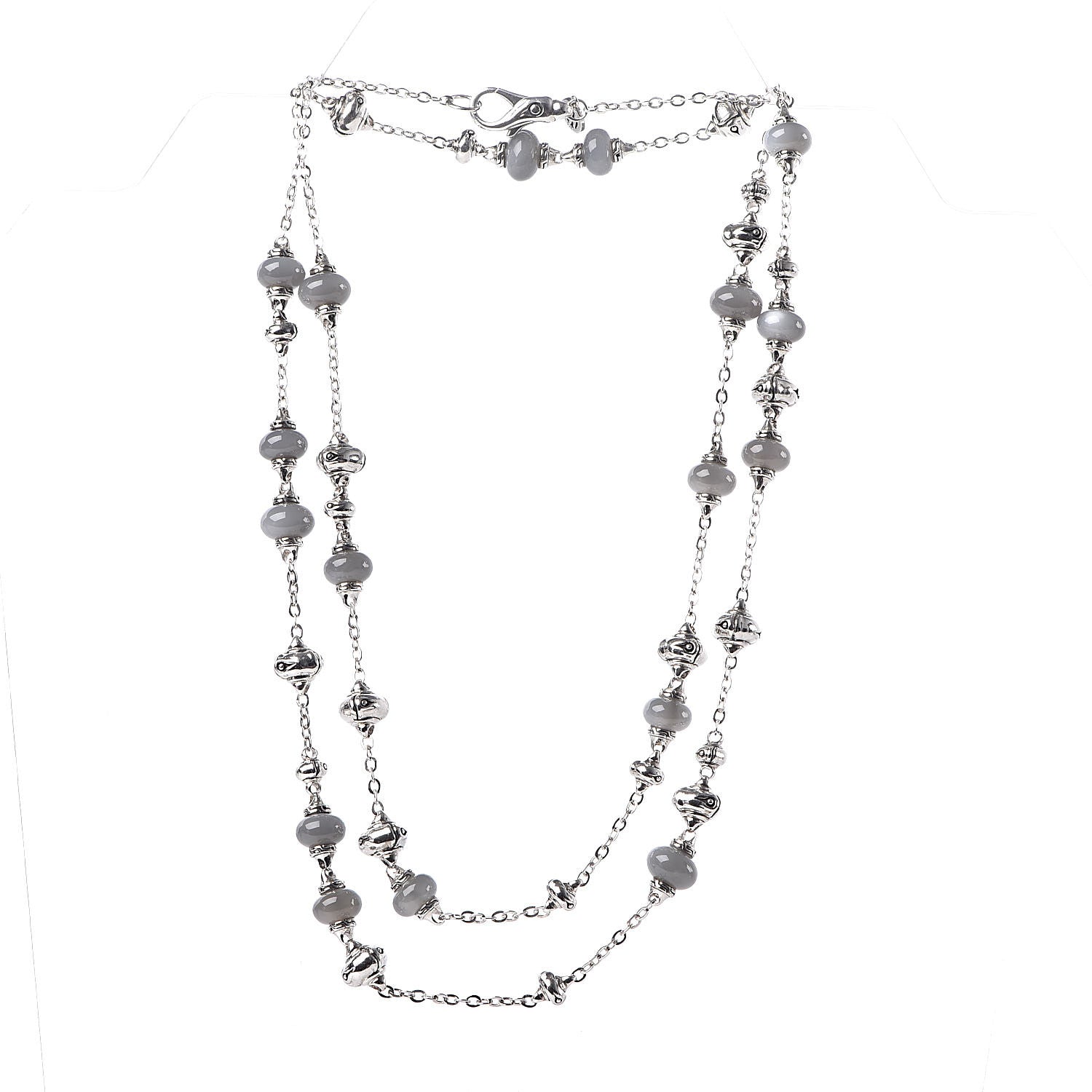 John Hardy Sterling Silver Moonstone Bamboo Sautoir Station Necklace 3 of 4