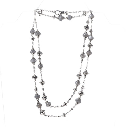 John Hardy Sterling Silver Moonstone Bamboo Sautoir Station Necklace 3 of 4