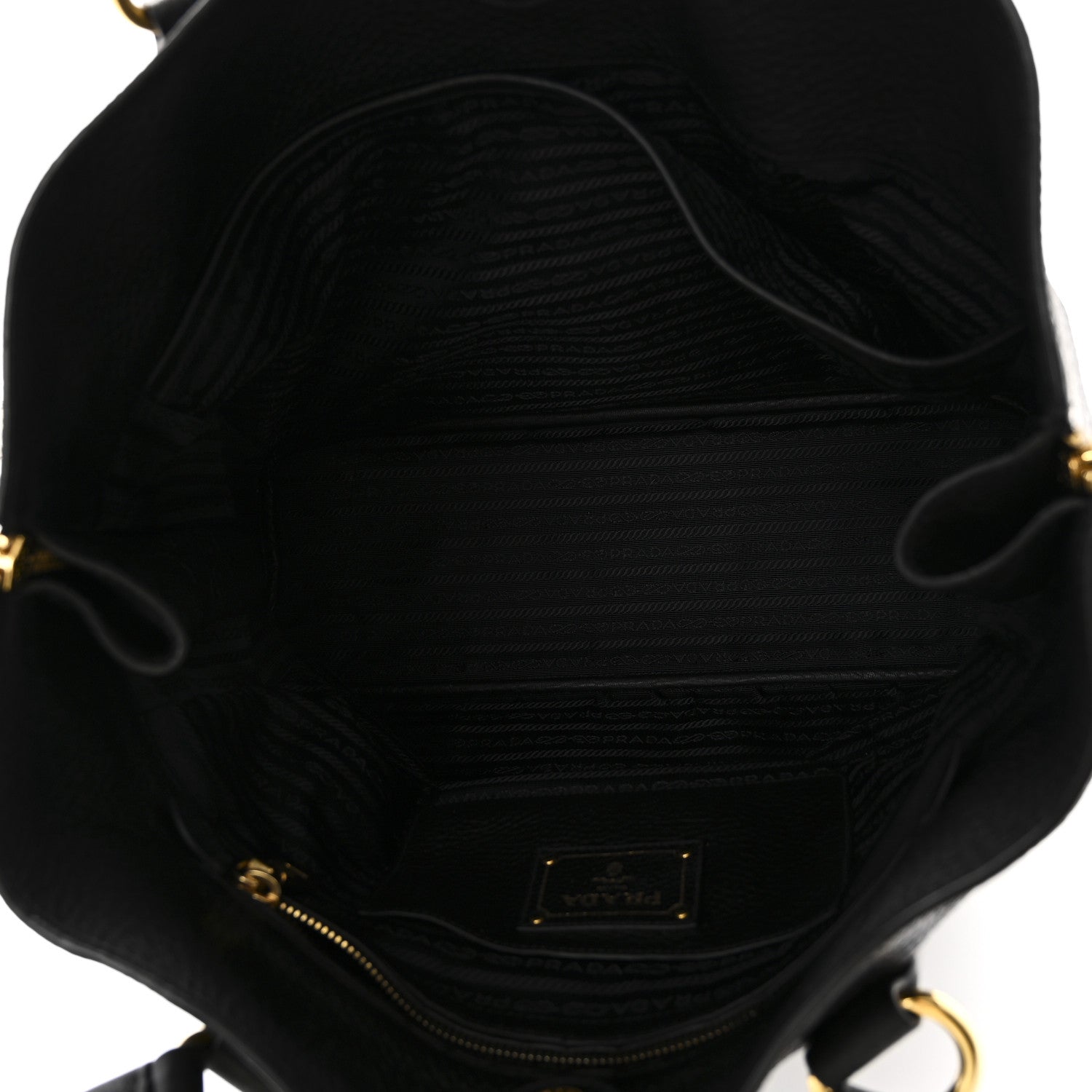 Prada Vitello Daino Side Pocket Tote Black 5 of 9
