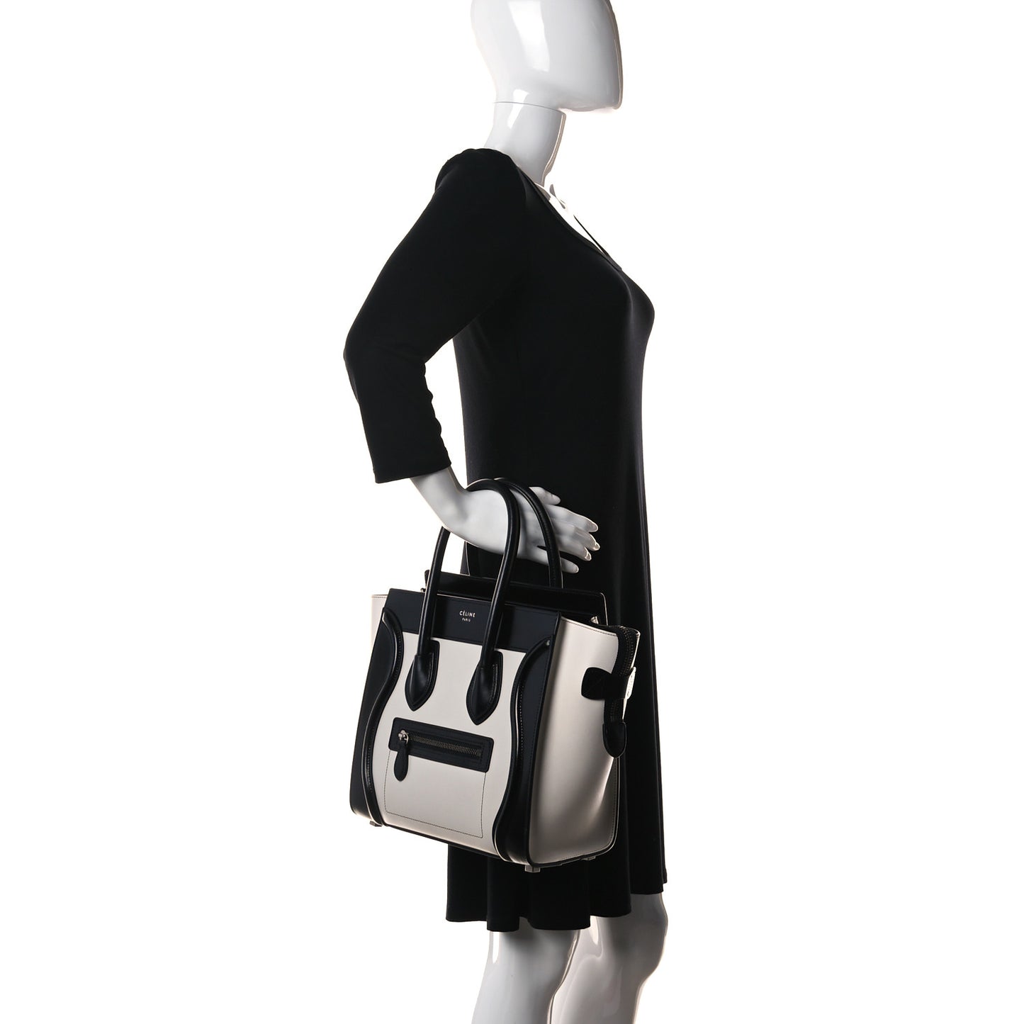 Smooth Calfskin Lizard Embossed Bi-Color Micro Luggage Black White