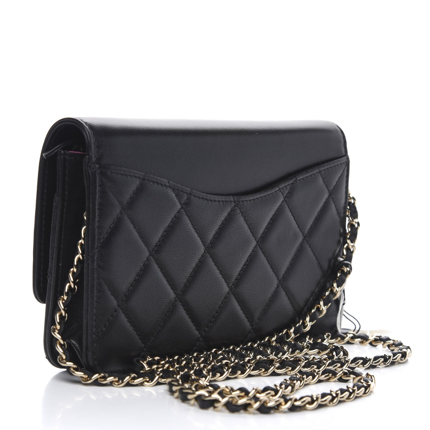 Goatskin Quilted Timeless CC Wallet On Chain WOC Black