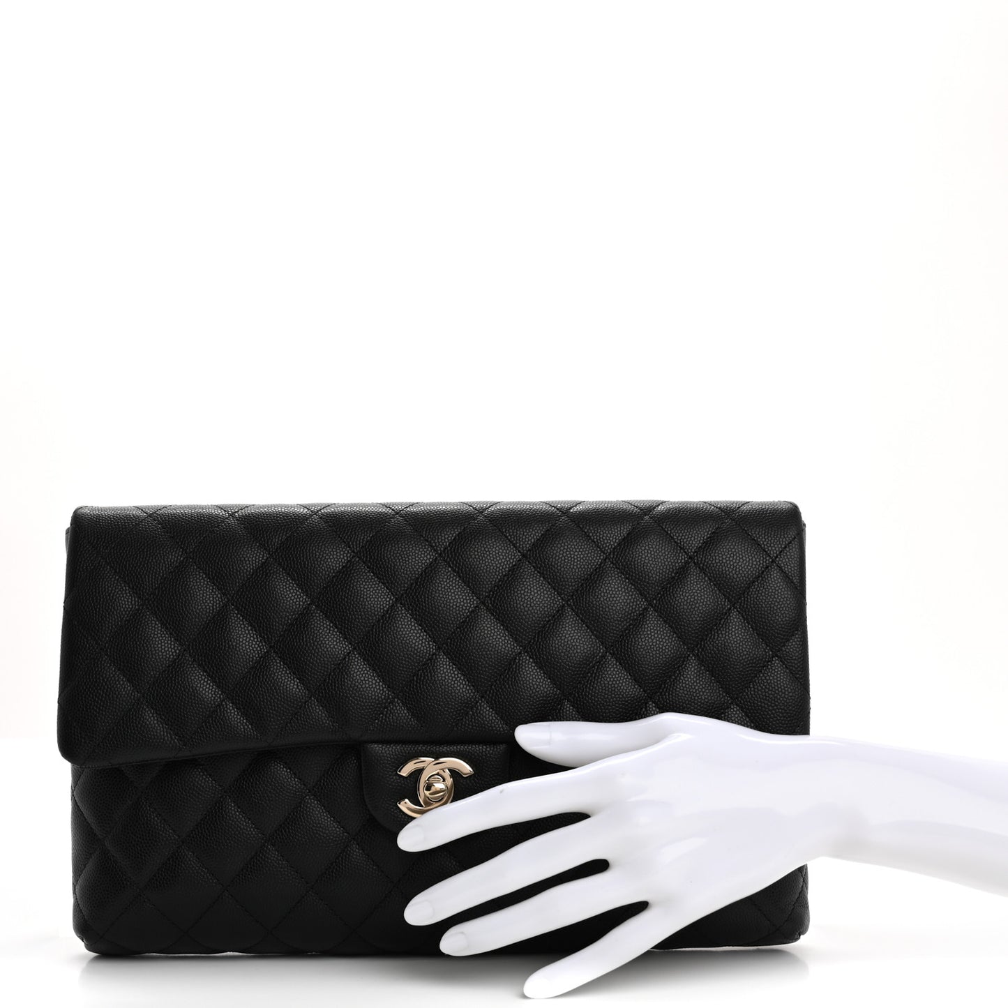 Caviar Quilted Flap Clutch Black