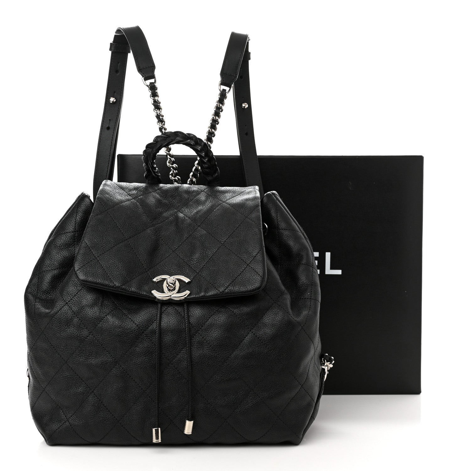 Chanel Grained Calfskin Stitched Braided With Style Backpack Black 11 of 11