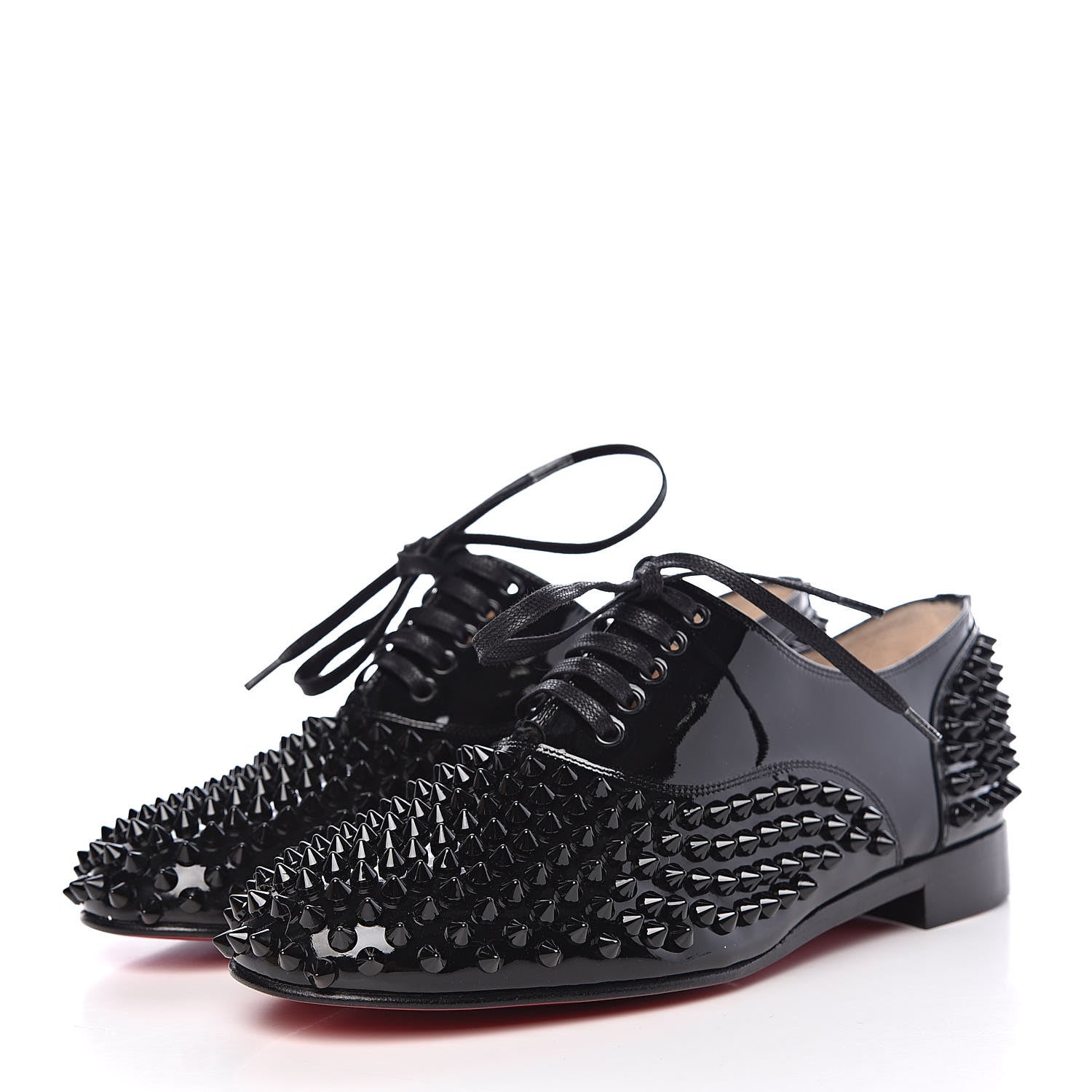 Christian Louboutin Patent Spike Freddy Flats 37.5 Black 3 of 12
