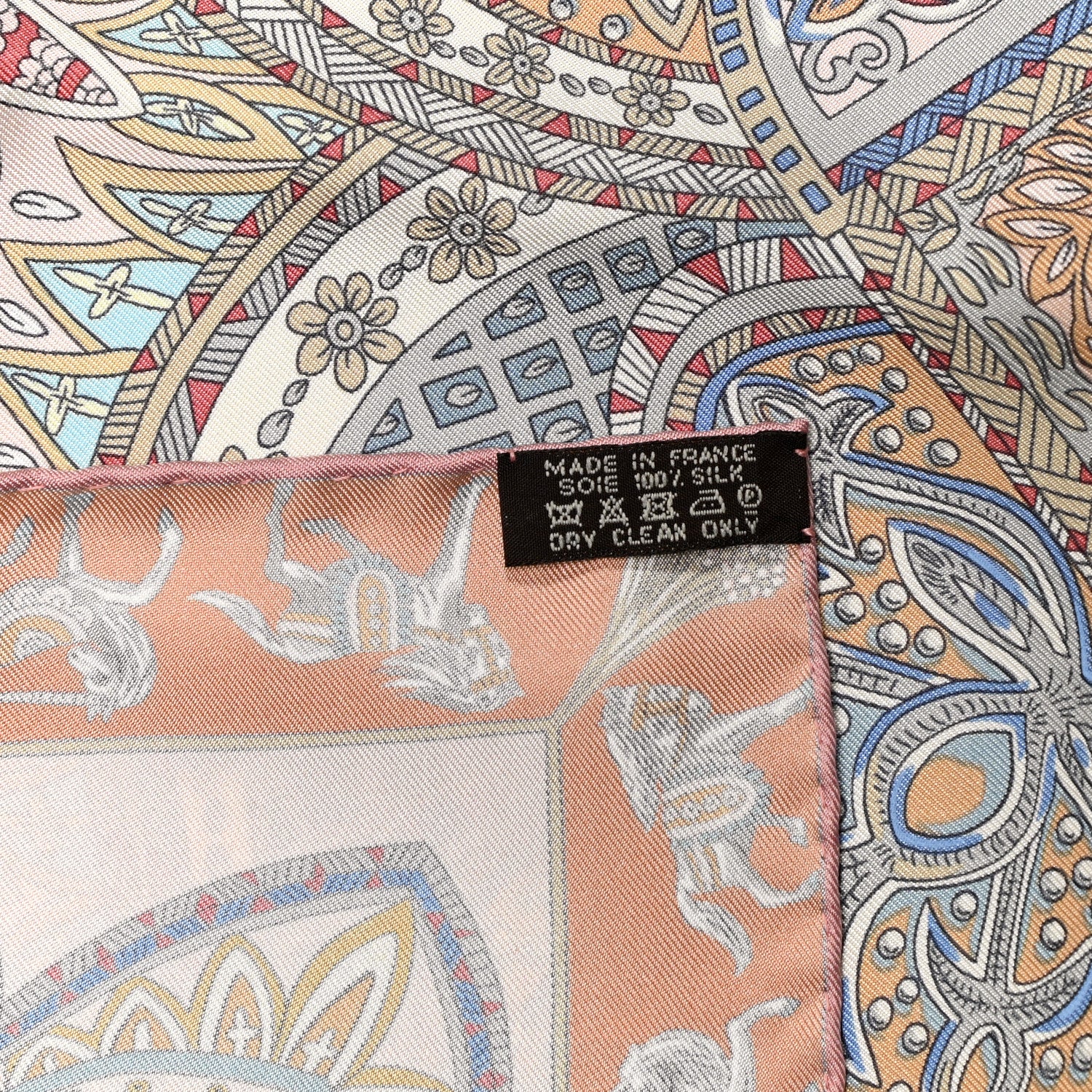 Hermes Silk Le Jardin De La Maharani Scarf 90 Rose Pale Aqua Poudre 5 of 5