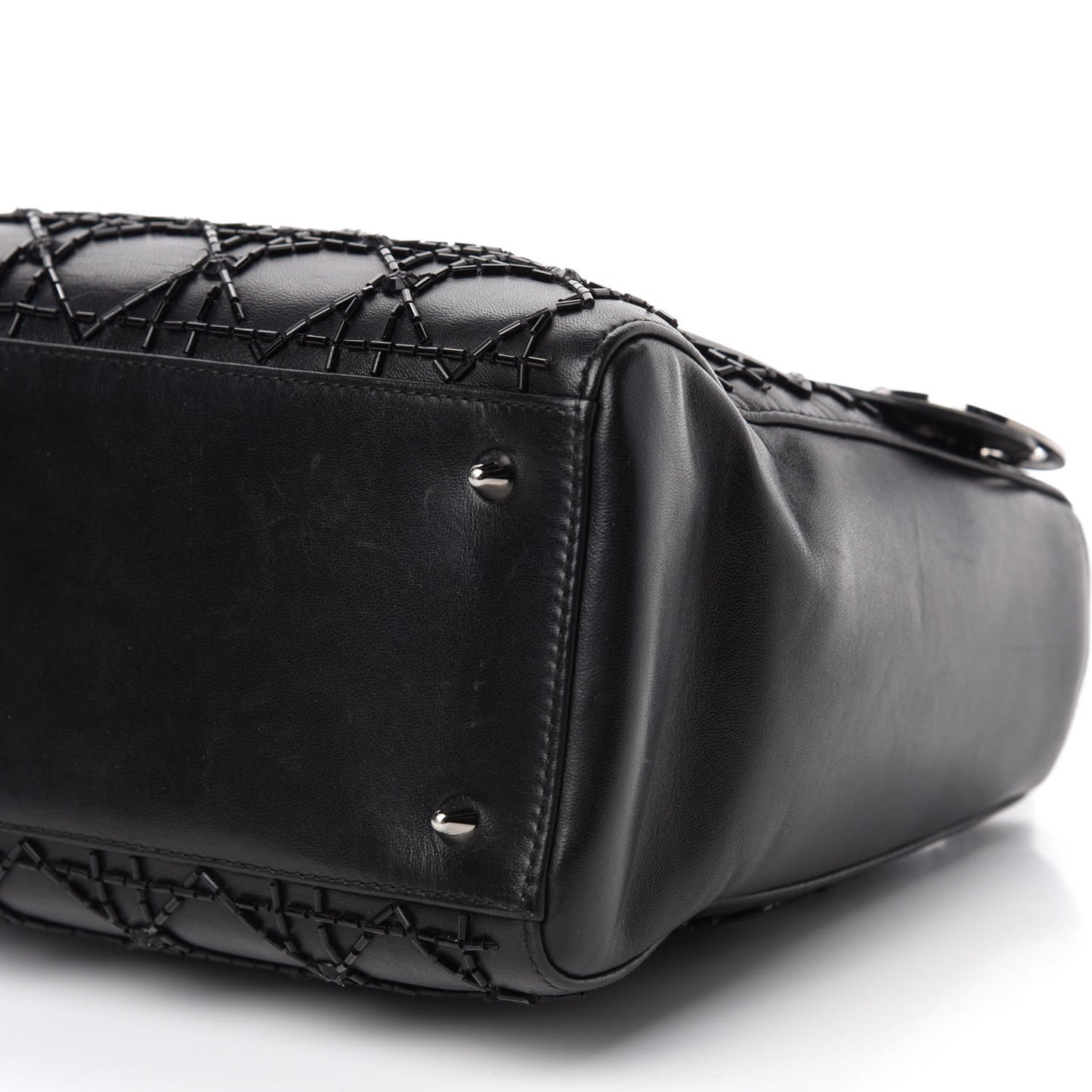 Lambskin Sequin Embellished Medium Lady Dior Black