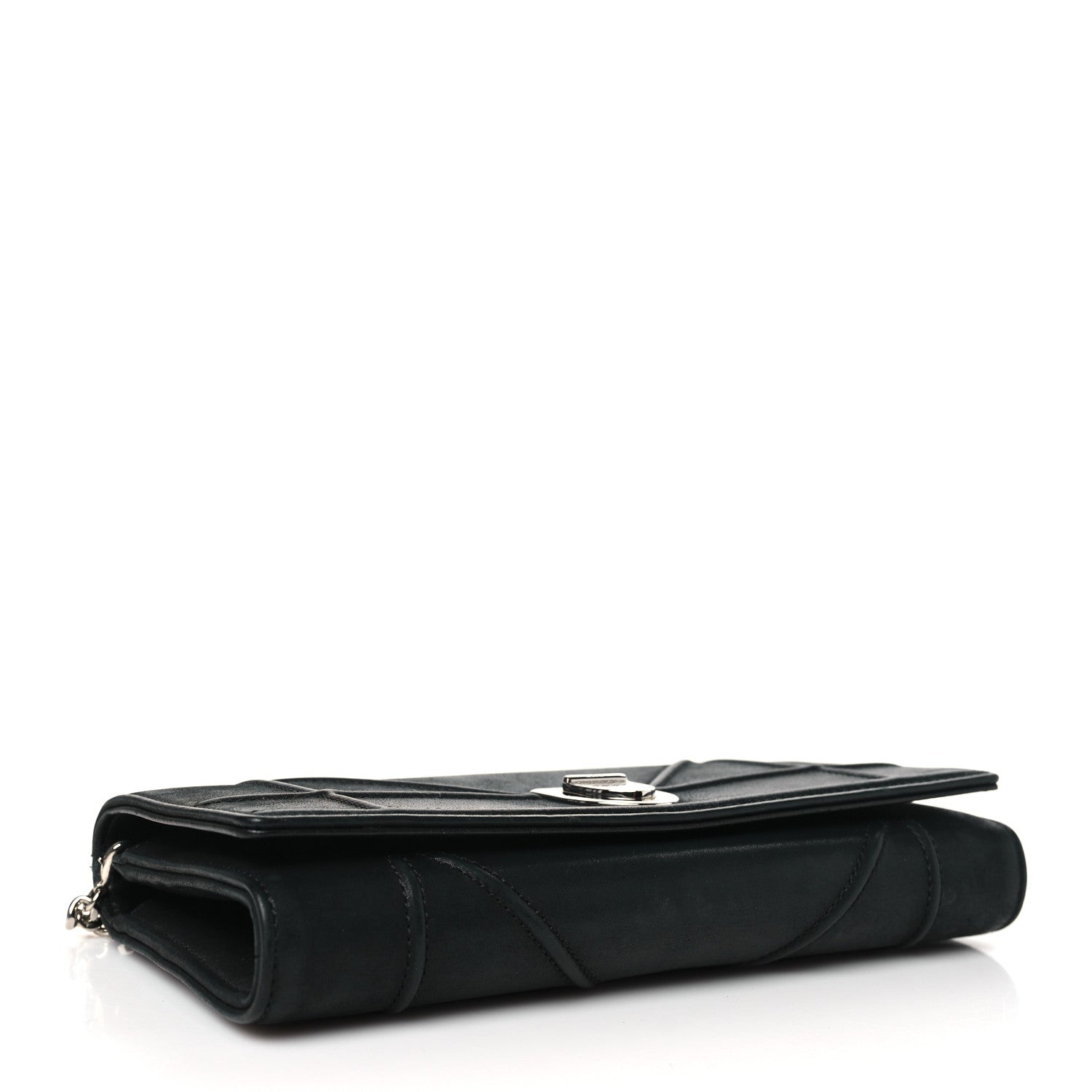 Christian Dior Metallic Lambskin Diorama Croisiere Chain Wallet Black 4 of 10