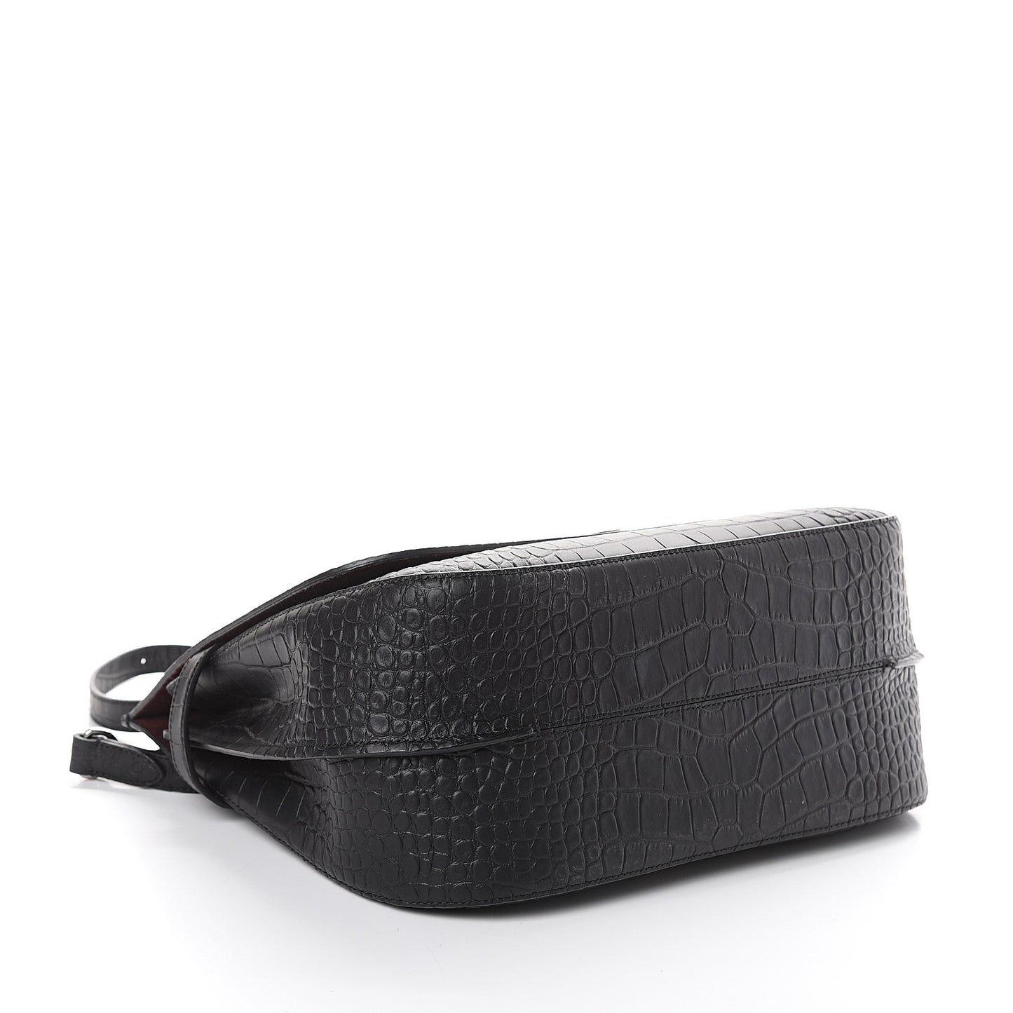 Calfskin Crocodile Embossed Amberley Satchel Black
