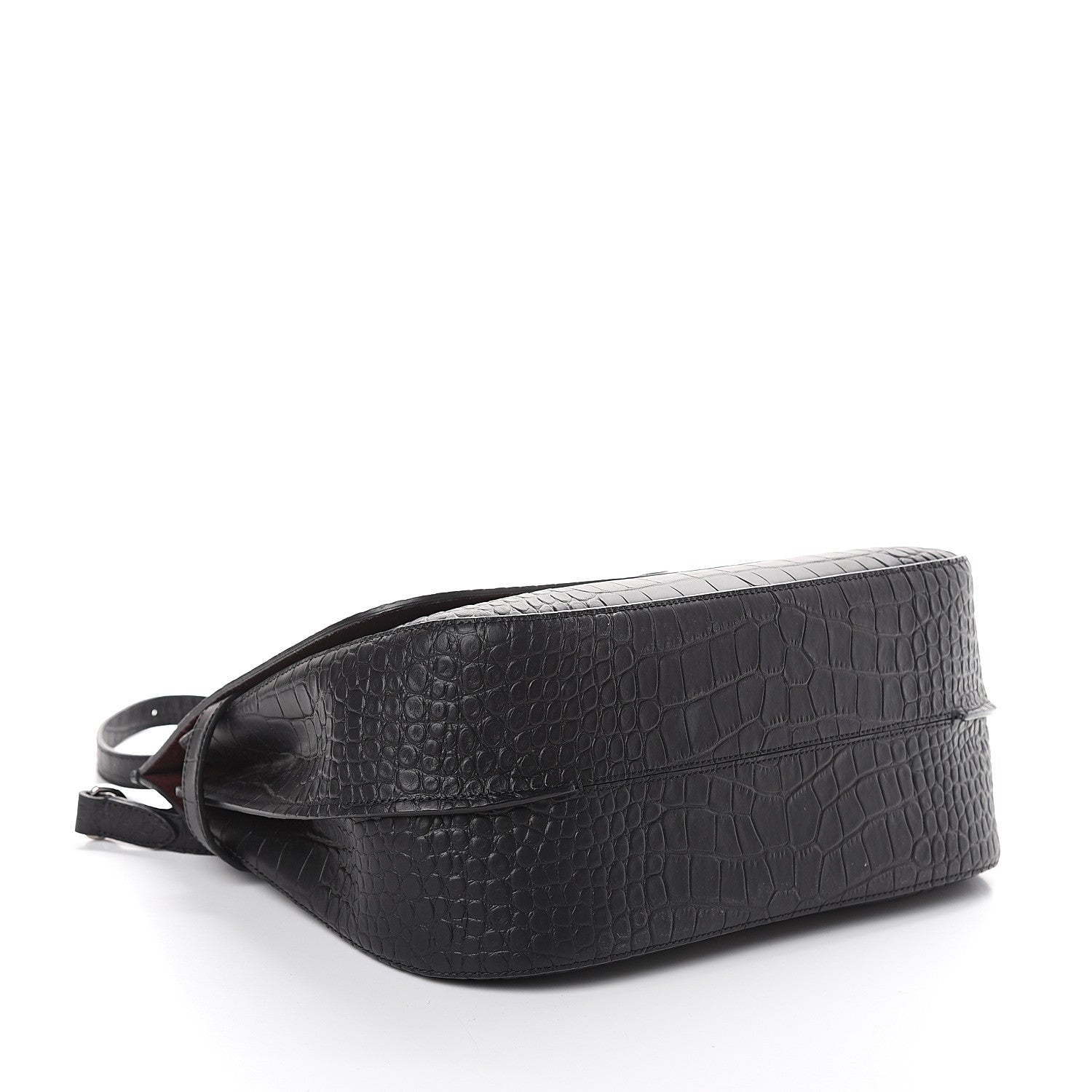 Mulberry Calfskin Crocodile Embossed Amberley Satchel Black 3 of 8