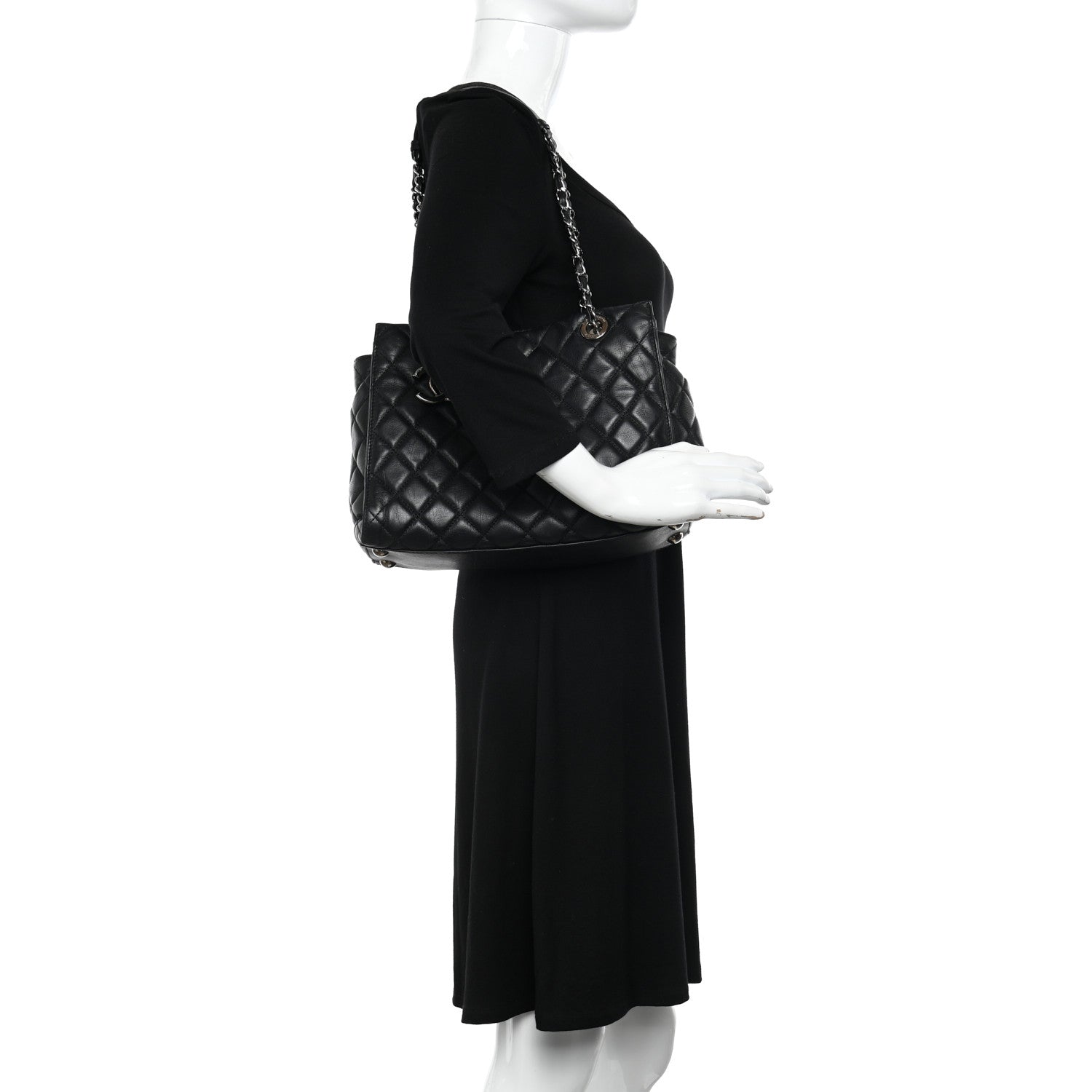 Chanel Calfskin Quilted Small Chic and Soft Shopping Tote Black 2 of 15