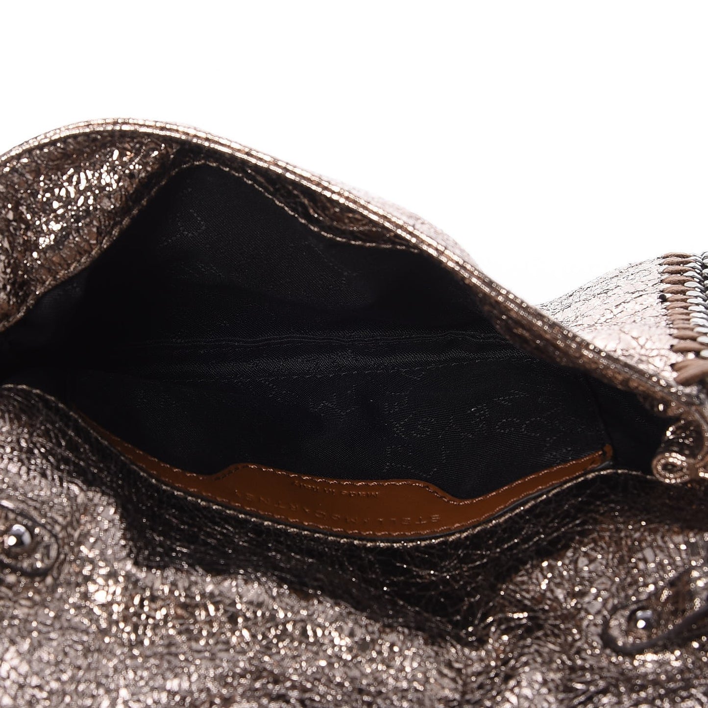 Metallic Crackle Faux Leather Crossbody Bag Rose Gold