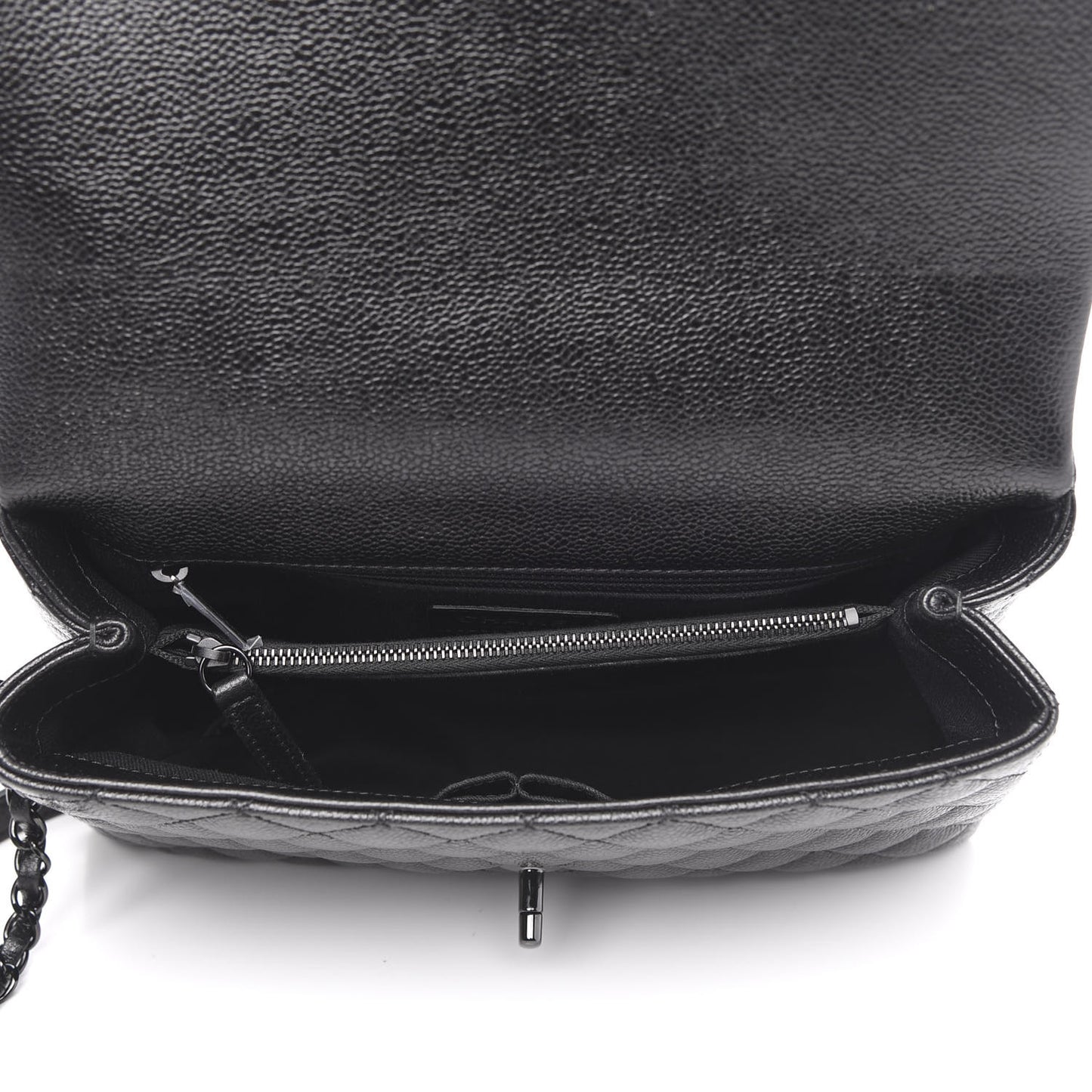 Caviar Quilted Small Coco Handle Flap So Black