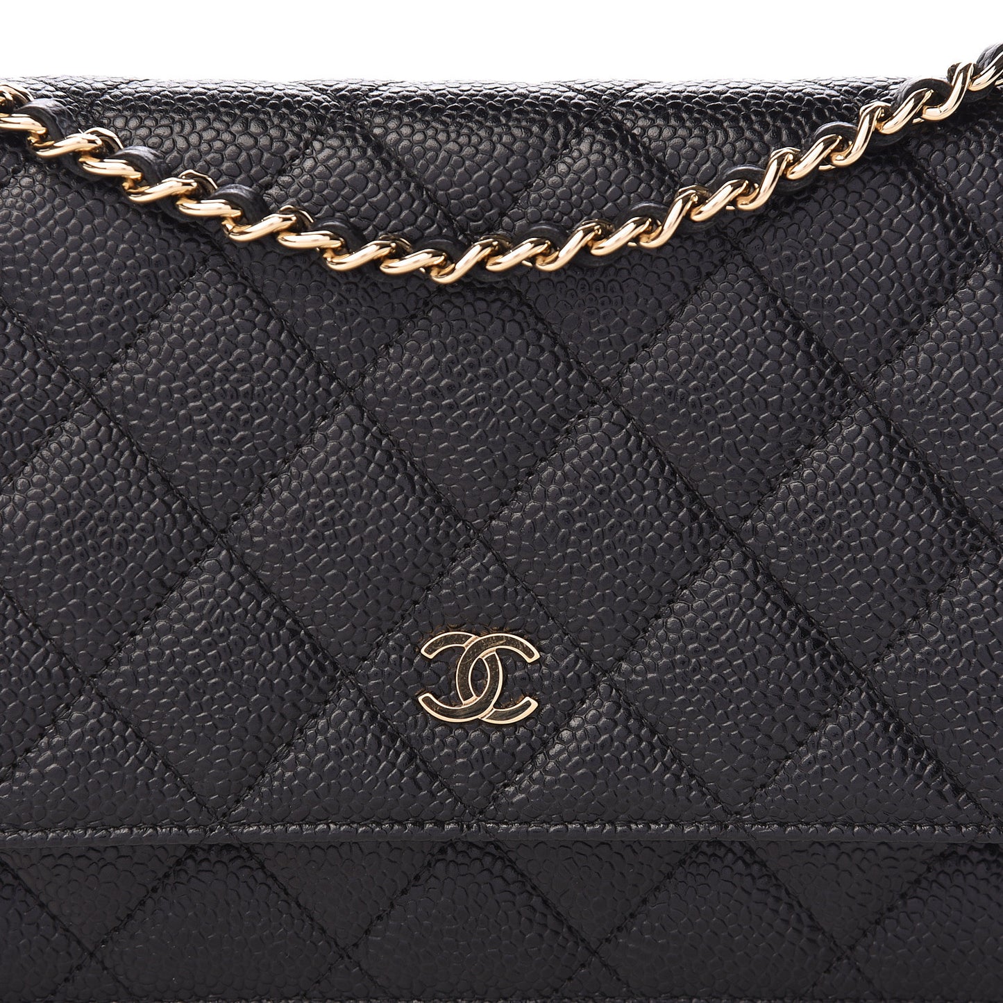 Caviar Quilted Wallet On Chain WOC Black
