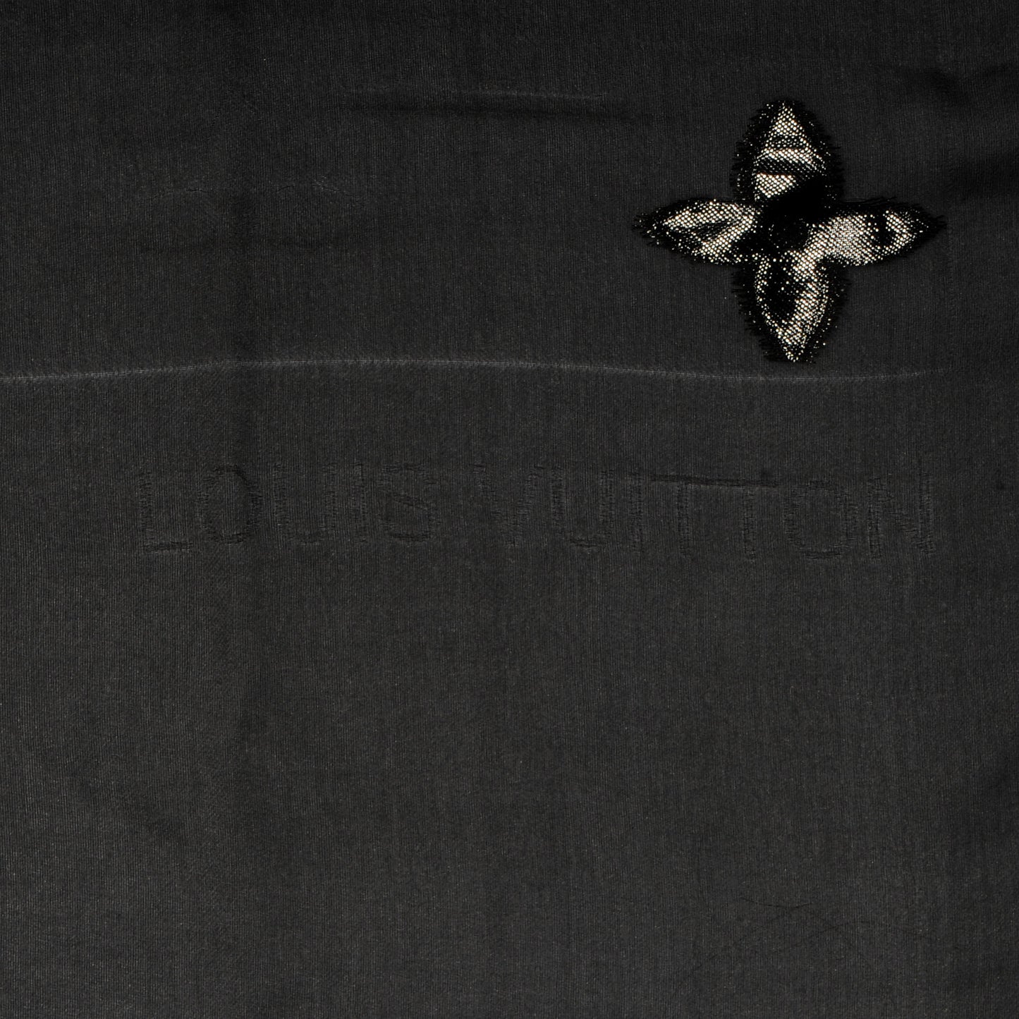 Silk Polyamide Glitter Monogram Stole Black
