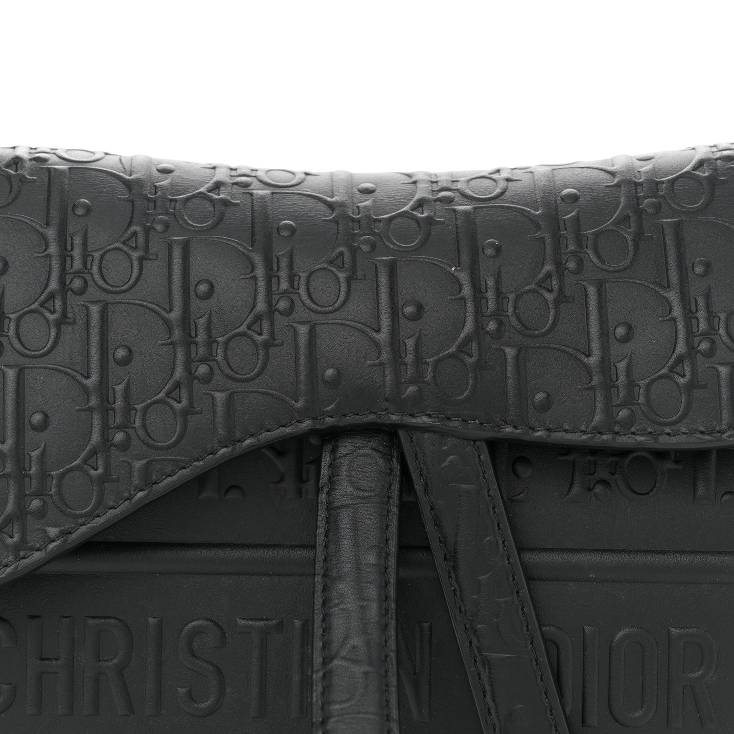Christian Dior Calfskin Embossed Oblique Saddle Bag Black 8 of 11