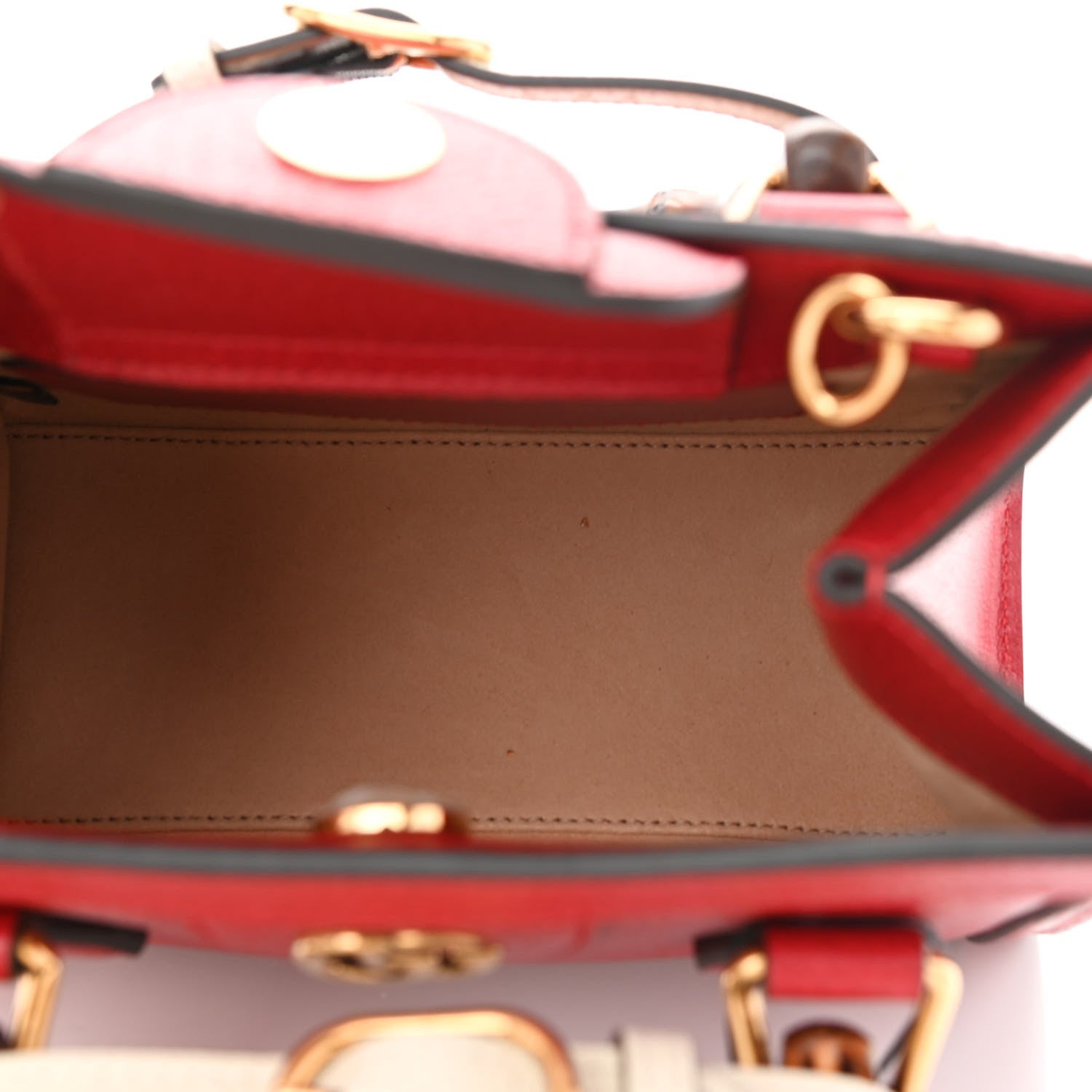 Gucci Textured Dollar Calfskin Web Mini Diana Tote Bag Red 5 of 8